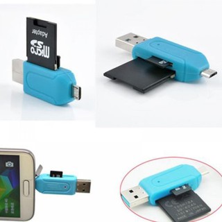 1PC Micro USB +USB 2.0 OTG Adapter SD T-Flash Memory Card Reader for Smart Phone
