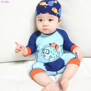 ▦◘Korean children's conjoined swimsuit baby boy swimwear