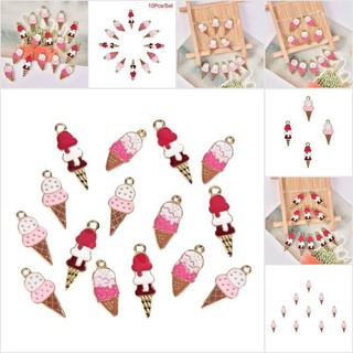 FCPH 10Pcs/Set Enamel/Alloy Ice Cream Charms Pendant Jewelry DIY Making Craft Gift JOIE