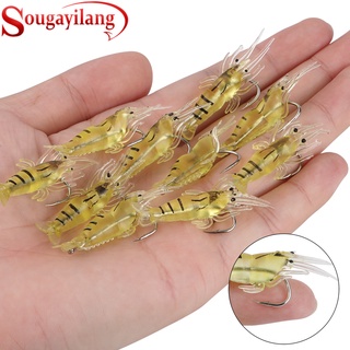 Sougayilang 5cm/1.5g Soft Shrimp Fishing Lures Artificial Soft Worm Fishing Lure With Hook Silicone Shone Fishing Bait For Outdoors Fishing