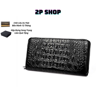 Beautiful Leather Men's Wallet Embroidered Crocodile Shape Long-Strap V25 YeqRXA