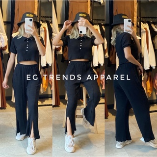 EG Trends Zoe Lounge wear | Croptop polo with jogger pajama with slit