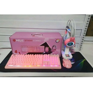 STX540 COMBO PINK / WHITE / BLACK INPLAY 4in1 Keyboard Mouse Headset Mousepad