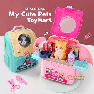 [NEW] My Cute Pet Nursing Capsule Backpack Pets Care Nurture Play Set Pink w/ Cute Kitten / Puppy