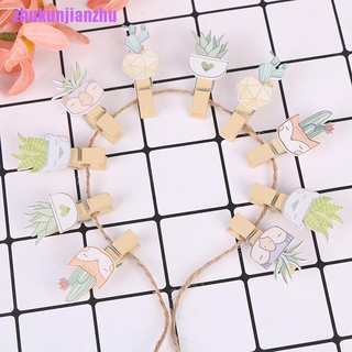 [zhukunjianzhu]10pcs Cactus Wooden Clip Wedding Wood Clip Cute Photo Wall Clip