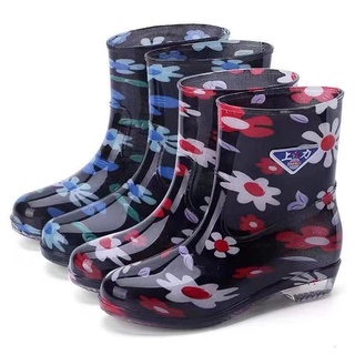 ♘✎OUTDOOR Low Cut Women Rubber Rain boots shoe rainy boots water resistance floral design bota (6)