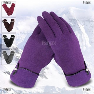 Fstyz Women Ladies Winter Warm Thick Fleece Lined Thermal Button Touch Screen Gloves