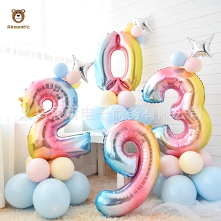 32" Baby Shower Gradient Color 0-9 Foil Balloon Party Decor birthday decoration set