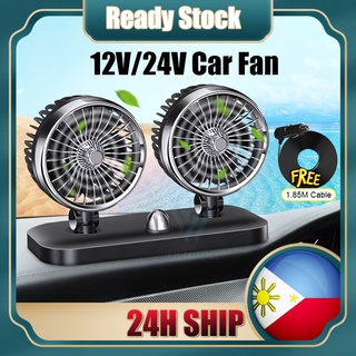 Cooling Vehicle Fan Double Headed Car Fan Electric Air Cooling Fan Truck 12V/24V Micro Car Fanelectr