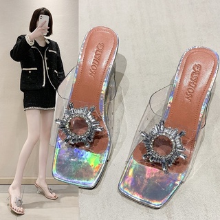 Summer New Women Shoes Fashion Slippers Silver Slides