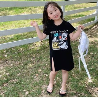 Summer Girl Mickey Dress Casual Mid-length Baby Dress Short-sleeved Long T-shirt Dress Children Cart