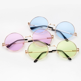 Korean Retro Round Metal Frame Sunglasses Women Color Lens Sunglasses