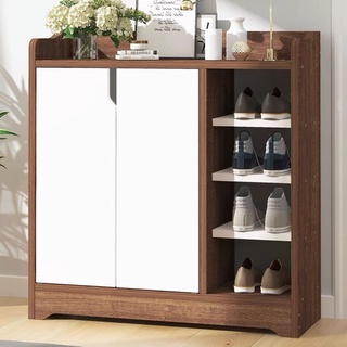 Wood Shoes Cabinet With Door Shoes Entryway Shelves Rack Organizer Storage Shelf