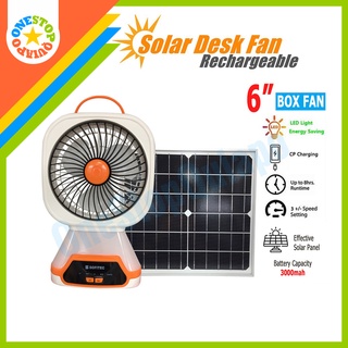 OSQ 6'' AC/DC Operated Rechargeable Fan SEF-9017-6 with LED light Solar Panel