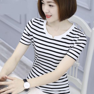 Innerwear✕✠✶Striped Short Sleeve Women2020New Women's Korean-Style SummerTWomen's Loose-Fit Undershi