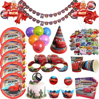 Disney Cars Lightning Mcqueen Theme Birthday Party Decorations Paper Cups Plates Baby Shower Disposable Tableware Supplies