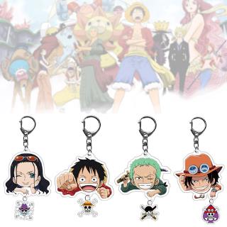 Anime One Piece Luffy Nami Pendant Keychain Acrylic Keyring Fans Double Sides.
