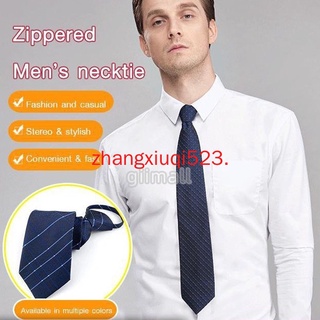 New in 2021 Zippered necktie New style zipper tie men's plain striped tie suit accessories