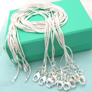 10Pcs 16/18/20/22/24 inch 1mm Silver Plated Snake Chains Necklaces No Pendant (1)