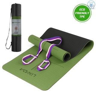 Topfree☀ Lixada Non Slip Yoga Mat Certified TPE Eco Friendly Lightweight Pilates Exercise Mat with Body Alignment