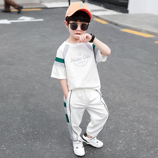 ★Ready Stock★Children's Clothing Boys Summer New Korean-Style Sports Short-Sleeve Two-Piece Set Men and Treasure Big Boy Dashingly Handsome-Clothing Men's Leisure Suit Set-Style (5)