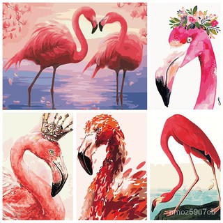 DIY Painting By Numbers Red Flamingo Animals Picture HandPainted Oil Painting Gift Paint For Adults
