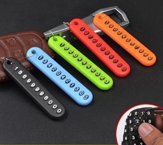 Anti-lost Phone Number Plate Car Keychain Pendant Auto Vehicle Phone Number Card Keyring Key Chain Car Interior Decoration