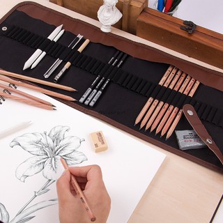 18X Sketch Pencil HB/2B/3B/4B Eraser Paper Pen Set Bag Drawing Pencil Set School Art Writing Supply (5)