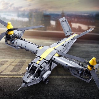 Mechanical Assembly Electric Helicopter Battle Remote Control Aircraft Lego Military Building Blocks