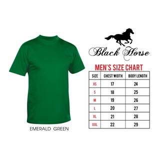 T- Shirt Round Neck Plain Shirt Unisex Adult Black Horse (EMERALD GREEN)