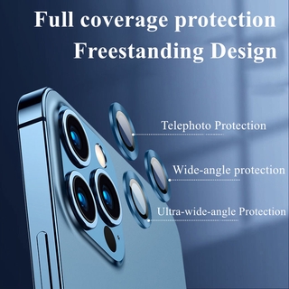 Iphone Camera Lens Protector HD Tempered Glass Metal Ring for Iphone 11 Pro Max 12 Pro Max Aluminum Alloy Lens Screen Cover Film