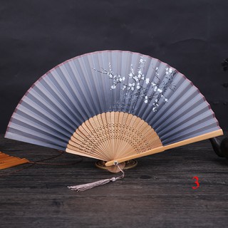 Chinese Spun Silk Flower Printing Hand Fan Folding Hollow Carved Hand Fan Party Supplies (3)