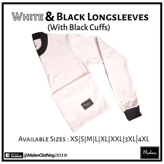 Malan Clothing White&Black Longsleeves with Black Cuffs