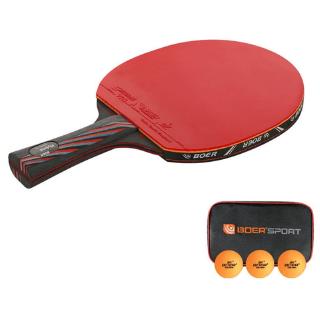 BOER Professional 6 Star Ping Pong Bat Blade Rubber Nano Carbon Table Tennis Racket Pingpong Training with 3 Balls