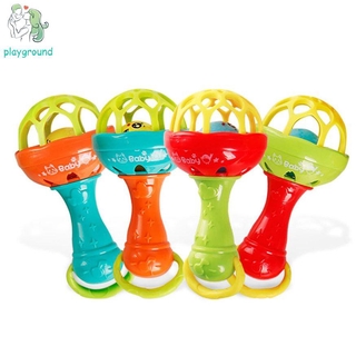 Soft rubber teether rattle rod baby rattle stick teether baby hand holding toy