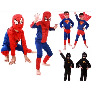Kids Boys Spider-Man Far From Home Spiderman Zentai Child Cosplay Costume Suit Superhero Batter man Full Set + Mask