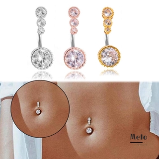 MELODG Fashion Accessories Belly Button Women Men Zircon Navel Jewelry New Stainless Steel Rhinestone Crystal Body Piercing/Multicolor