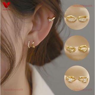 1 Pair 14K Gold-plated Earring Set Zircon Earrings Huggie Piercing Earings Cubic Earring Stud
