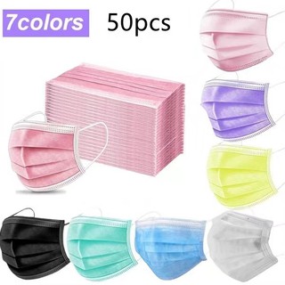 SUPER SALE! 3-Ply Gray Disposable Surgical Face Mask 50 pcs/box(Gray/Black/WHITE/YELLOW/PINK/PURPLE/