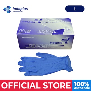 Indoplas Nitrile Examination Gloves Box of 100 (Large) - 1 Box