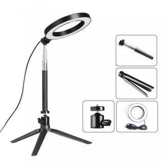 ❈◎Dimmable 16cm LED Ring Light RK16 Selfie Fill-in Lighting Studio RingLight With Tripod Stand
