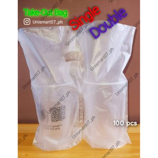 High Quality material, Takeaway Plastic Bag, Takeout Plastic Bag for any Cups - 100pcs/pack