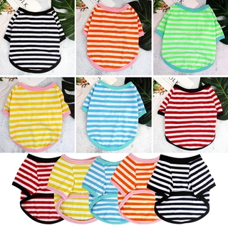 Pet Clothes Cat Clothes Dog Clothes Short-sleeved Striped T-shirts Refreshing and Cute Pet Fashion Supplies