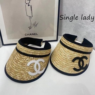 【Single lady】"Chanel" Straw hat Ladies empty top hat fashion hat traveling hat outdoor ready stock