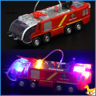 tsogto Funny Electric Fire Fighting Truck Light Sound 360 Degree Spray Water Kids Toy