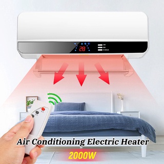 ♠LED Display Wall Mounted Air Conditioner Electric Heater Fan Household PTC Remote Control Timer Wat