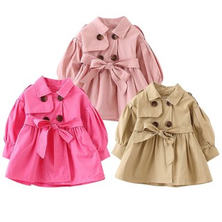 Baby Girl Coat Long Jacket Double Breasted Kids Overcoat Windbreaker Outwear (4)