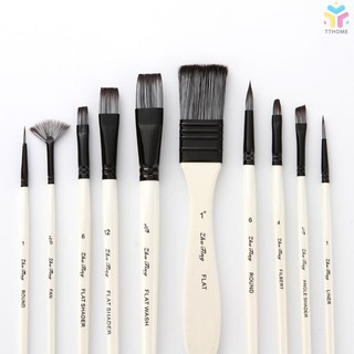 ۞fast shipping 10pcs Paint Brushes Set Kit Multiple Mediums Brushes with Nylon Hair Carry Bag for Artist Acrylic Aquarelle Watercolor Gouache Oil Painting for Great Art Drawing Supplies (1)
