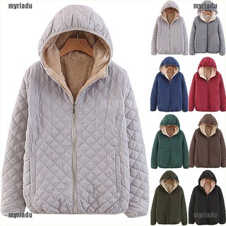 【MRDU】Womens Ladies Zip Up Hoodies Fleece Liner Winter Warm Coat Jacket Plus Size