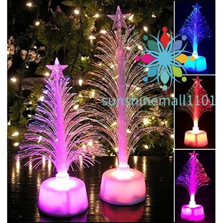 Colored Fiber Optic LED Light-up Mini Christmas Tree with Top Star Battery Powered